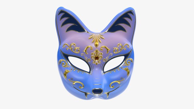 Half face kitsune mask carnival Modello 3D .c4d .max .obj .3ds .fbx .stl .blend