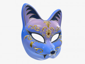 Half face kitsune mask carnival Modello 3D