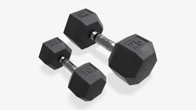 Hexagonal rubberized dumbbells 01 3D मॉडल .c4d .max .obj .3ds .fbx .stl .blend 