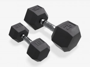 Hexagonal rubberized dumbbells 01 Modelo 3D