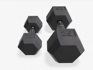 Hexagonal rubberized dumbbells 01 3D मॉडल