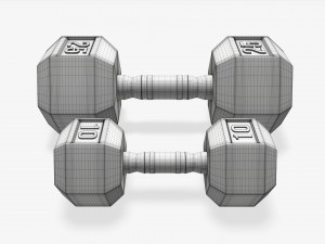 Hexagonal rubberized dumbbells 01 3D मॉडल