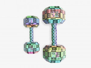 Hexagonal rubberized dumbbells 01 3D मॉडल