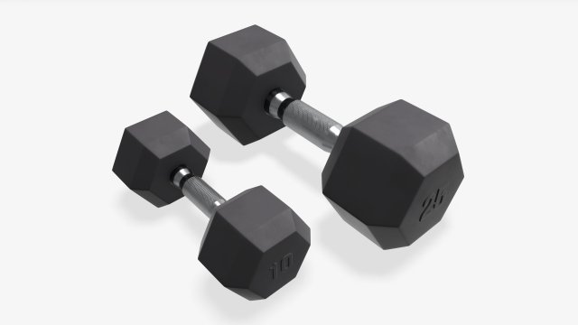 Hexagonal rubberized dumbbells 02 3Dモデル .c4d .max .obj .3ds .fbx .stl .blend 