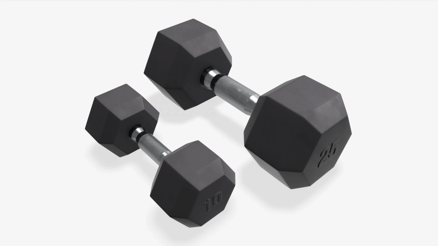 Шестиугольные прорезиненные гантели 02 3D Модель .c4d .max .obj .3ds .fbx .stl .blend 