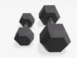 Hexagonal rubberized dumbbells 02 3Dモデル