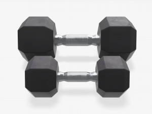 Hexagonal rubberized dumbbells 02 3Dモデル