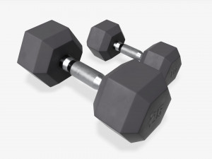 Hexagonal rubberized dumbbells 02 3Dモデル