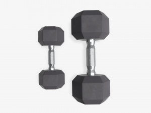 Hexagonal rubberized dumbbells 02 3Dモデル