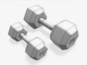 Hexagonal rubberized dumbbells 02 3Dモデル