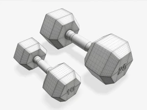 Шестиугольные прорезиненные гантели 02 3D Модель
