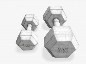 Hexagonal rubberized dumbbells 02 3Dモデル