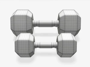 Шестиугольные прорезиненные гантели 02 3D Модель
