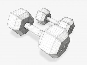 Hexagonal rubberized dumbbells 02 3Dモデル