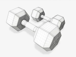 Шестиугольные прорезиненные гантели 02 3D Модель