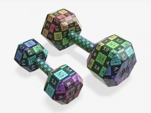 Hexagonal rubberized dumbbells 02 3Dモデル