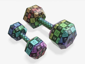 Шестиугольные прорезиненные гантели 02 3D Модель