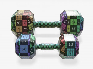 Hexagonal rubberized dumbbells 02 3Dモデル