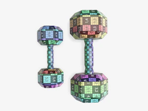 Шестиугольные прорезиненные гантели 02 3D Модель