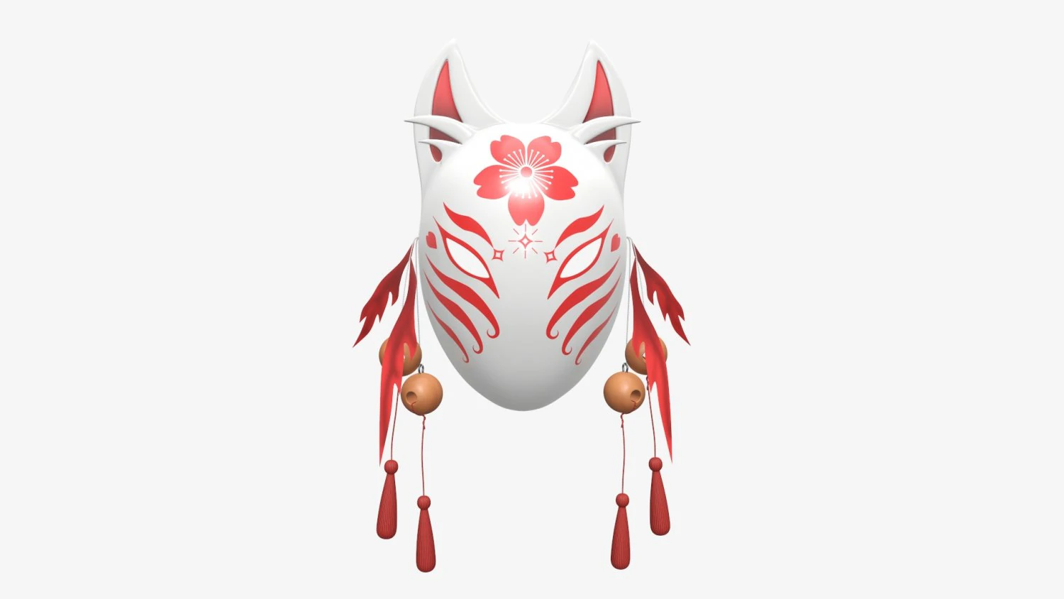 Kitsune demon fox mask 3D Model .c4d .max .obj .3ds .fbx .stl .blend 