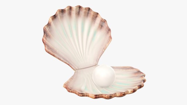 Pearl inside seashell Modelo 3D .c4d .max .obj .3ds .fbx .stl .blend 