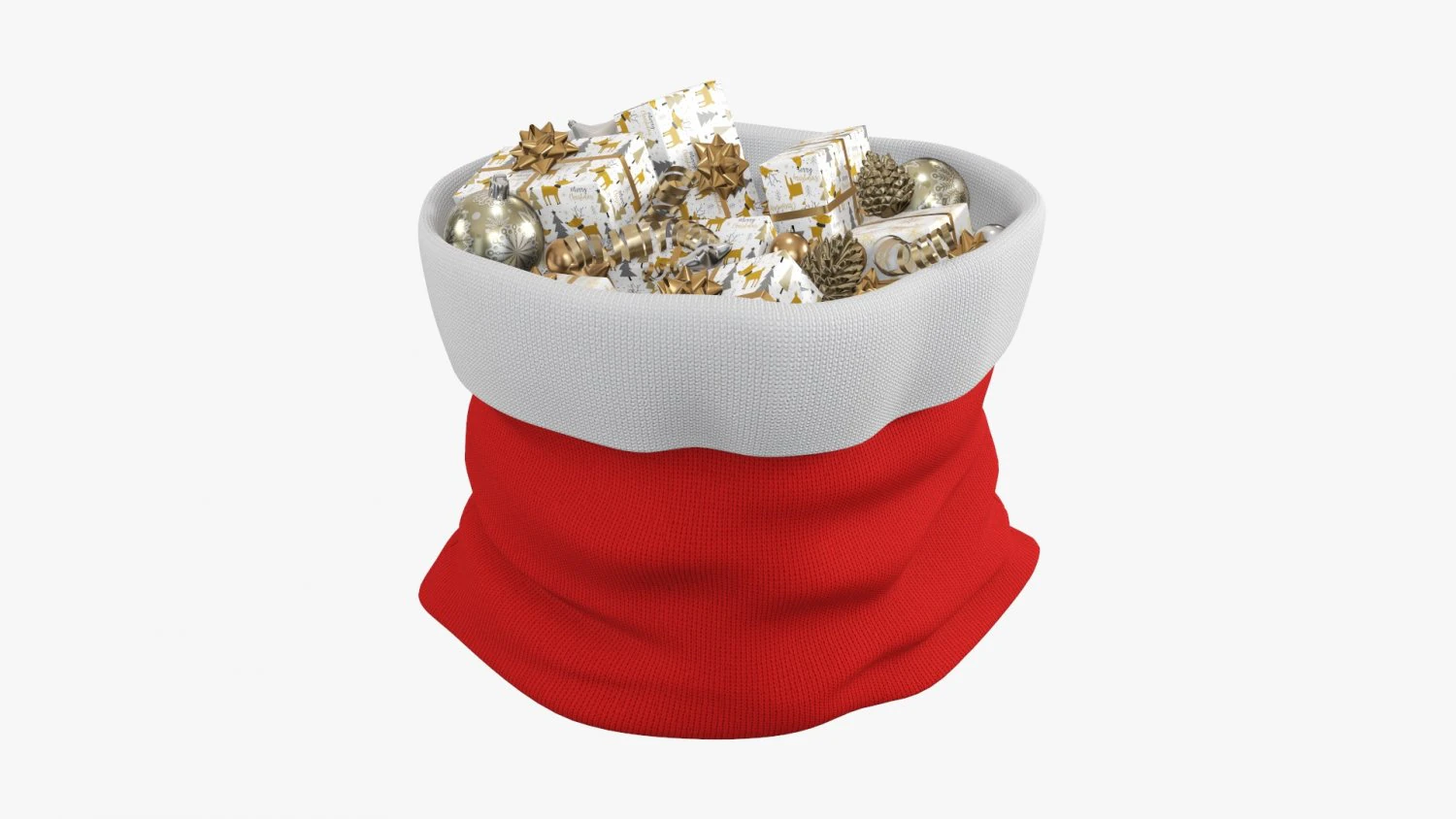 Sacola de presente de Natal do Papai Noel 04 com presentes Modelo 3D .c4d .max .obj .3ds .fbx .stl .blend 