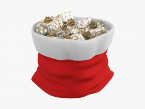 Santa Claus Christmas gift bag 04 with gifts 3D Model