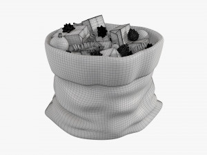 Santa Claus Christmas gift bag 04 with gifts Modelo 3D