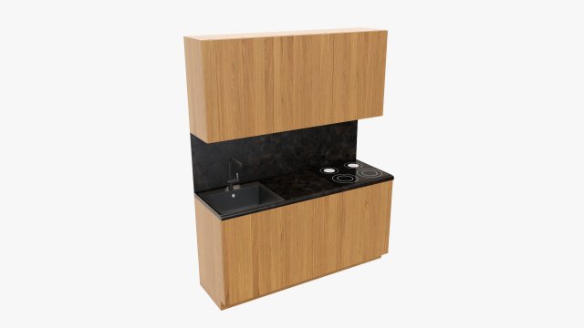 Small kitchen cooking surface sink Modelo 3D .c4d .max .obj .3ds .fbx .stl .blend 