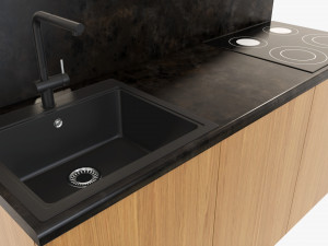 Small kitchen cooking surface sink Modelo 3D