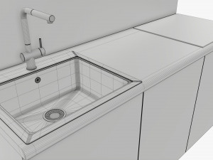 Small kitchen cooking surface sink Modelo 3D