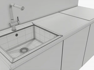 Fregadero peque&ntilde;o para encimera de cocina. Modelo 3D
