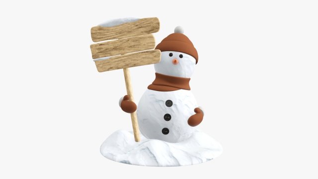 Snowman with signboard Modelo 3D .c4d .max .obj .3ds .fbx .stl .blend 