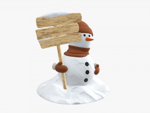 Snowman with signboard Modelo 3D
