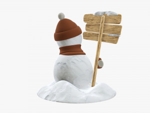 Snowman with signboard Modelo 3D