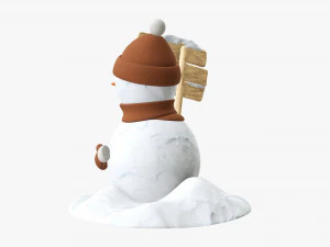 Snowman with signboard 3D Model