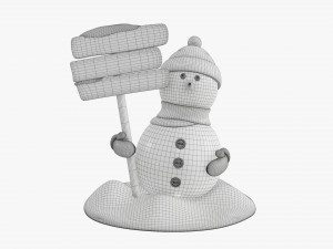 Snowman with signboard Modelo 3D