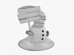 Snowman with signboard Modelo 3D