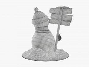 Snowman with signboard Modelo 3D