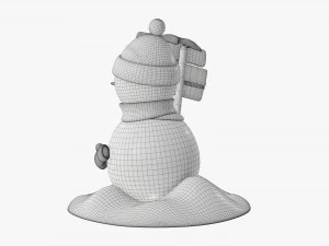 Snowman with signboard 3D Model