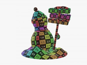 Snowman with signboard Modelo 3D