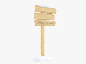 Snowy wooden signboards 3D Model