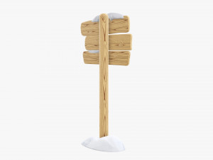 Snowy wooden signboards Modelo 3D