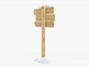 Snowy wooden signboards 3D Model