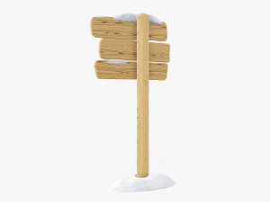 Snowy wooden signboards 3D Model
