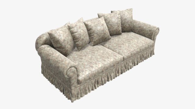 Sofa with five cushions 3D Model .c4d .max .obj .3ds .fbx .stl .blend 