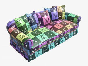 Sofa with five cushions 3D Model