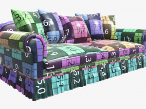 Sofa with five cushions 3D Model