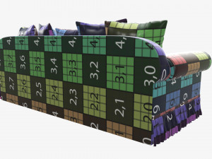 Sofa with five cushions 3D Model