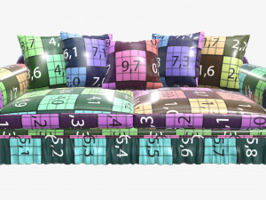 Sofa with five cushions 3D Model